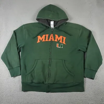 Miami Hurricanes UM Sweater Mens XL Green Full Zip Hoodie Sweatshirt * • $17.05