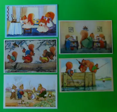 5 Vintage Humanized Dressed Animals Squirrel-Rabbits/Garden-Artist Marg Tempest • $9.50