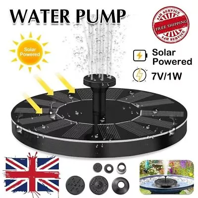 Solar Water Pump Powered Fountain Bird Bath Floating Garden Pond Pool Fish Tanks • £9.95