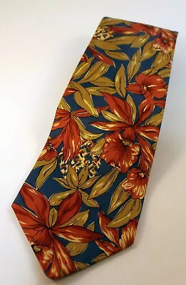 St. Michael U.K. Multicolor Floral Print Silk Necktie 3 1/2  Wide • $10.99