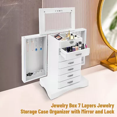 Jewelry Box Jewelry Armoire Cabinet Large Box Jewelry Box Organizer Key Lock Set • $84