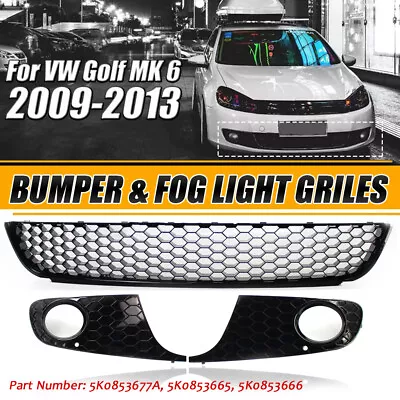 Honeycomb Front Lower Bumper Mesh Grille + Fog Light Grill For VW Golf/Jetta MK6 • $64.90