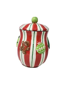 Cracker Barrel Christmas Sweet Cookie Jar Canister Round Ginger Bread Man 12 In • $5