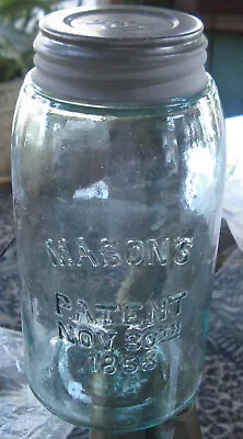 Vintage Mason's Caning Fruit Jar Nov 30th 1858 Gound Lip  # 170 Zinc Lid • $9.95