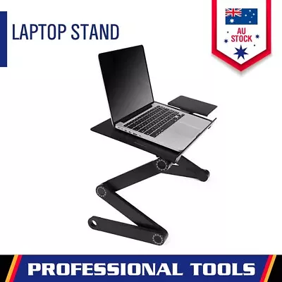 Laptop Stand / Desk-Portable Folding Aluminium Ergonomic Adjustable Height Black • $23.99