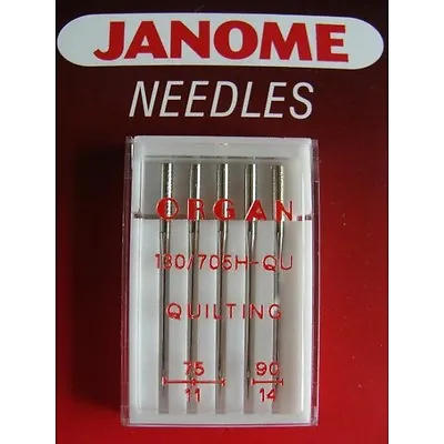 JANOME Sewing Machine QUILTING NEEDLES-SIZES 11/75 14/90 (PACK OF 5) -990315000 • £4.95