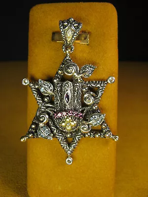 BARBARA BIXBY HAMSA STAR OF DAVID GEMSTONE FLOWER ENHANCER PENDANT AMULET Gift • $599.99