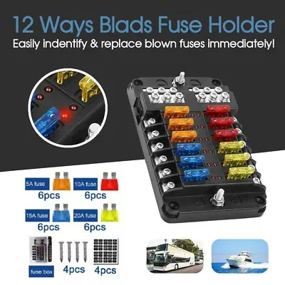 12-Way 12/32V Blade Fuse Box Block Holder LED Indicator Auto Marine AU • $20.49