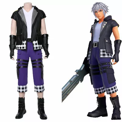 £79.85 • Buy Kingdom Hearts III 3 Riku Outfit Uniform Cosplay Costume Coat Black Jacket