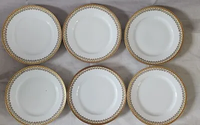 6 MORITZ ZDEKAUER M.Z. AUSTRIA 8.75” Cake/Salad Plates Green Gold Red DECO • $50