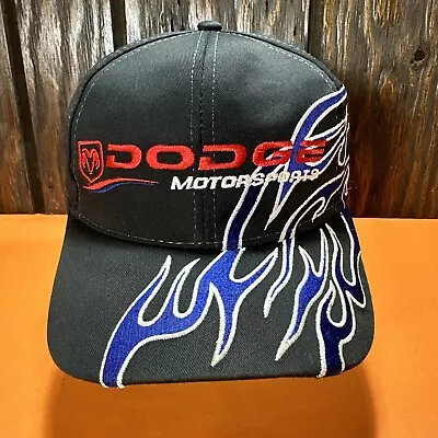 Vintage Dodge Motorsports Hat Cap Blue Flame Fire Ram 90s Y2k 2000s Racing Car • $15