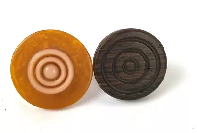 Lot Of 2 Rings Repurposed Upcycled Vtg Bakelite Wood Mod Geo Round Statement  • $18.96