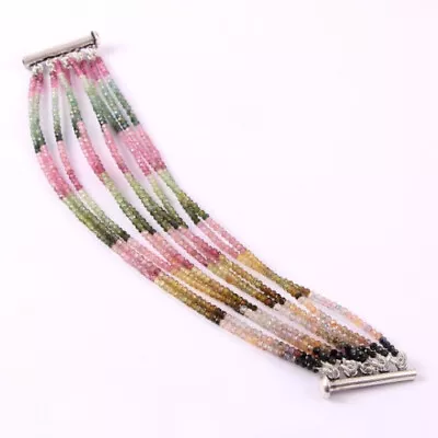 Multi Tourmaline Bracelet Gemstone Bracelet Silver 925 Sterling  Bracelet • $53.78