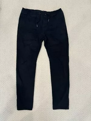 Zanerobe Jogger Pants Mens Black Drawstring Elastic Waist Flat Front Size M • $12