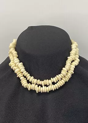 Vintage Hawaiian Double Strand Puka Shell Necklace Barrel Clasp 17in - 90 Grams • $64.99