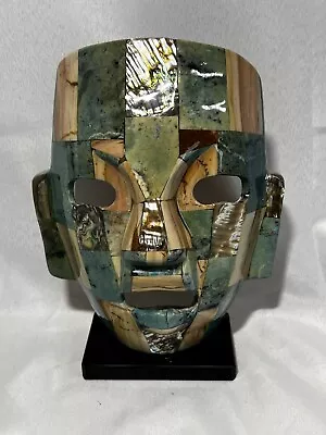 Aztec Mayan Mask Marble Base Polished Stone Mother Of Pearl 8x6 • $39.50