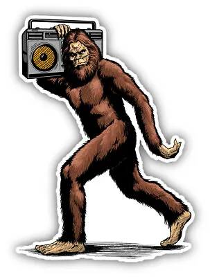 Walking Sasquatch With Boombox Vinyl Sticker Decal • $2.75