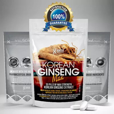 Korean GINSENG MAX 4000mg Tablets EXTRA POTENCY Ginsenosides Male Libido • £9.99