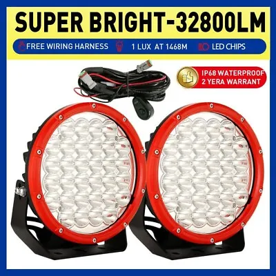 Spotlights RED Pair 9inch LED Driving Lights Round Truck 4WD Work Fog Headlights • $108.88