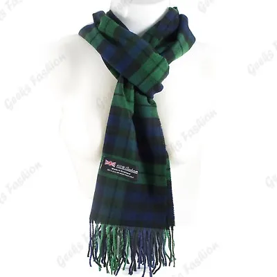 Women Men Scotland Made 100% Cashmere Plaid Scarf Winter Warm Wool Wrap Scarves  • $7.49