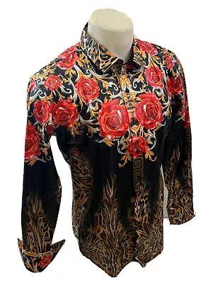 Button Down SHIRTS MEN BAROQUE LONG SLEEVE PARTY LEOPARD FLORAL SNAKESKIN VS129 • $17.99