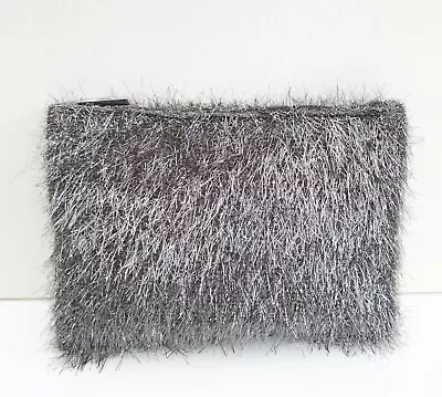 MAC Grey Fluffy Tinsel Makeup Cosmetic Bag / Pouch / Case Large Size Brand NEW • $17.95