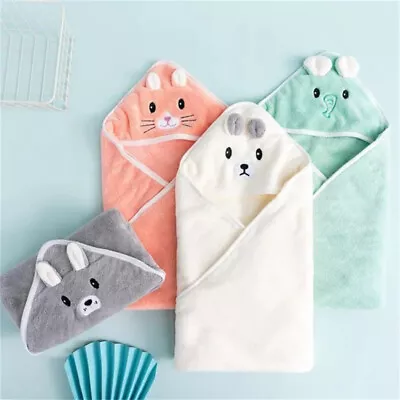 Toddler Baby Hooded Cartoon Towels Newborn Kids Bathrobe Soft Bath Towel Beach • £8.29