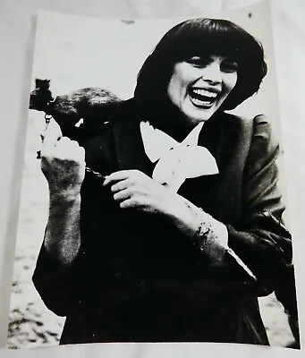 Mireille Mathieu French Singer With Squirrel  Press Photo Black & White Glossy  • $26.25