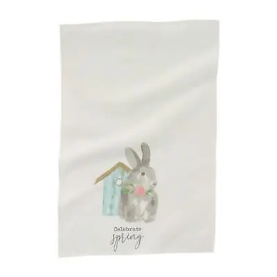 Mud Pie Watercolor Easter Bunny Rabbit With Birdhouse Hand Bath Kitchen Towel • $11.99