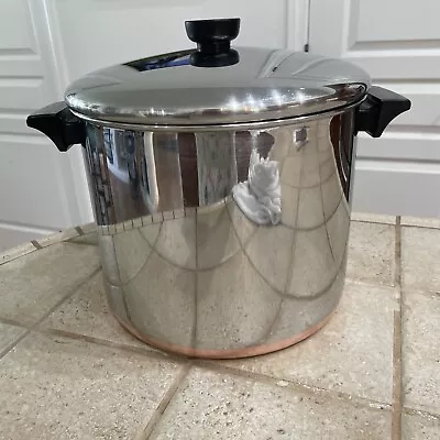 Vintage REVERE WARE 8 Qt Quart Stock Pot/Lid 92j Copper Bottom Clinton ILL USA • $35.99