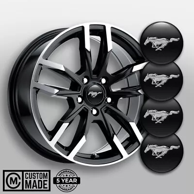 Set Of 4 Mustang Decals For Center Wheel Caps Hood Fender Laptop Ice Chest Etc. • $17.80