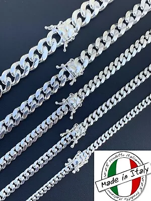 Real Miami Cuban Link Chain Or Bracelet Solid 925 Sterling Silver Box Lock ITALY • $37.12