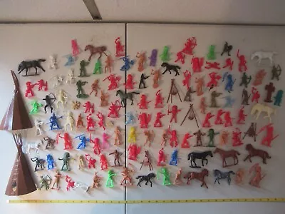 MARX? And Others 100+ Miniatures Cowboys Indians Horses Teepees More • $28.13