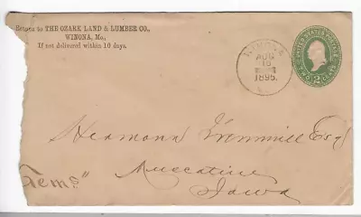 1895-postal History Cover-the Ozark Land & Lumber Co.-winona Missouri • $1.25