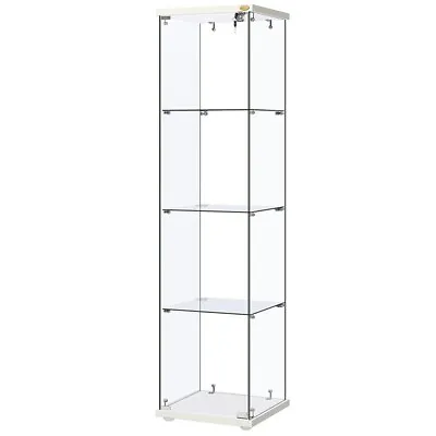 4 Shelf Glass Display Cabinet Glass Curio Cabinet Bookshelf Showcase With Lock • $159.99