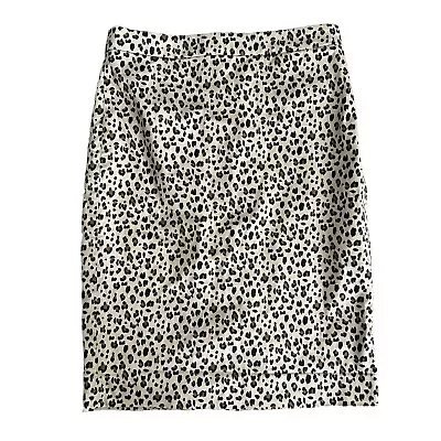 J Crew No. 2 Brown Black Polkadot Leopard Pencil Skirt Cotton Stretch Size 6 • $24.99