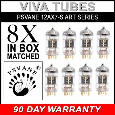 $510.08 • Buy Gain Matched Octet (8) Psvane 12AX7-S ECC83 Gold Pins Art Series Vacuum Tubes