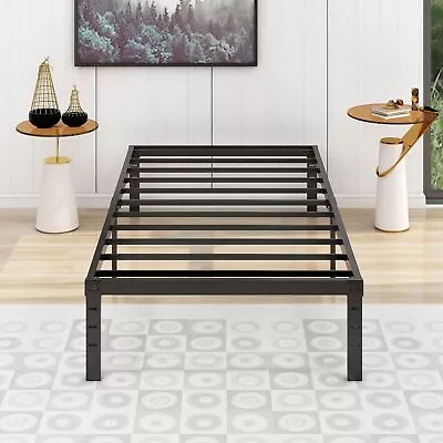 Classic Metal Platform Bed Frame Heavy Duty Steel Slats Underbed Storage Black • $59.20