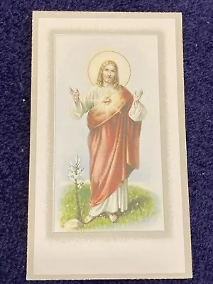 Vintage Catholic Holy Prayer/ Funeral Remembrance Card Of Sacred Heart • $1.25