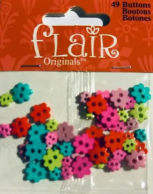 Mini Flowers Novelty Buttons  By Flair Originals - Pkg Of 49 • $3.95