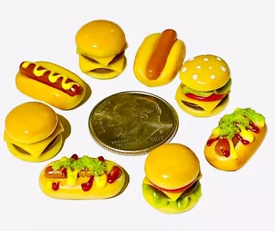 Barbie Dollhouse Miniature Food Mini Cheese Hamburgers Hotdogs BBQ Lot 👻🧲 8pc • $11.97