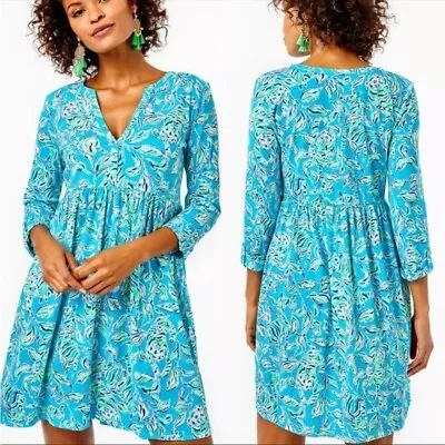NWT Lilly Pulitzer Loran Turquoise Oasis Otta Line Dress Dress S • $45