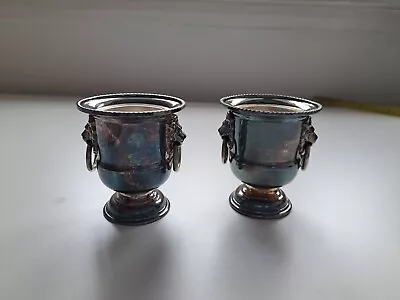 £0.99 • Buy Viners Of Sheffield 2 Silver Plated Urns, Candle Holder Lion Head