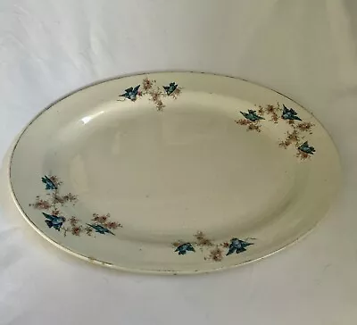 Vintage Bluebird China Platter 17.5” Made By D.E. McNicol East Liverpool • $26