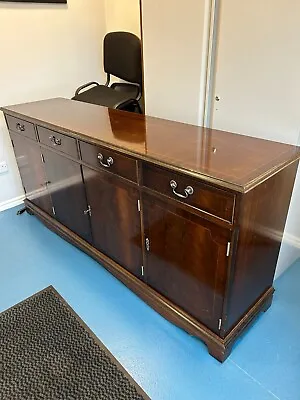 ANTIQUE GEORGIAN STYLE MAHOGANY LEATHER CABINET WITH 4 DRAWERS And 4 CUPBOARDS • £200
