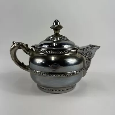 Antique Rochester Stamping Teapot Silver Plated Victorian Cottage Core Romantic • $17.99