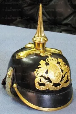 Officer’s Pickelhaube Helmet Militaria Leather Prussian Imperial German Helmet • $110.18