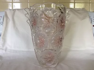 Mikasa Bella Rose Crystal Vase Pink Frost 9” Made In Germany Art Nouveau • $34.99