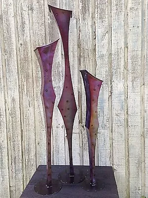 Set Of 3 Vase Metal Art Sculpture Modern Yard Indoor/Outdoor Garden Holly Lentz  • $799