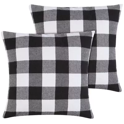 Christmas Pillow Covers - Set Of 2 Buffalo Black And White Plaid Throw Pillow... • $15.88